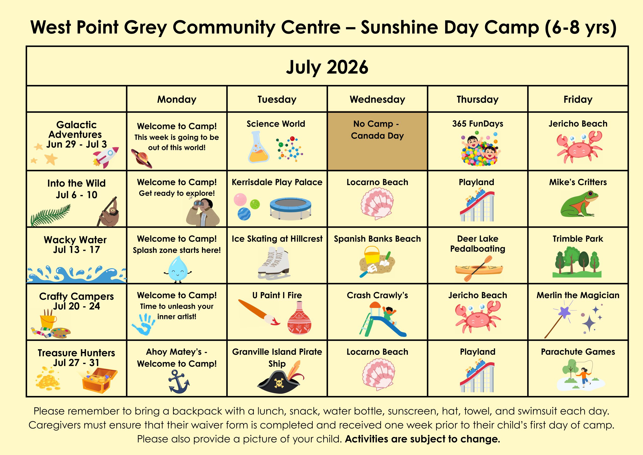 July Sunshine Day Camp (6-8 yrs)
